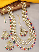 Beads Rhodium Kundan Bridal Set | Elegant Bridal Jewellery by Peora

