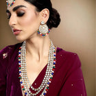 Beads Rhodium Kundan Bridal Set | Elegant Bridal Jewellery by Peora

