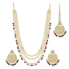 Beads Rhodium Kundan Bridal Set | Elegant Bridal Jewellery by Peora

