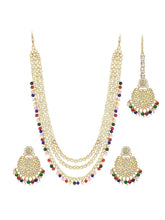 Beads Rhodium Kundan Bridal Set | Elegant Bridal Jewellery by Peora

