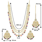 Beads Rhodium Kundan Bridal Set | Elegant Bridal Jewellery by Peora

