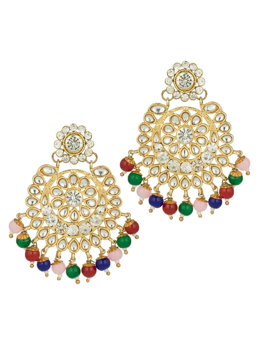 Beads Rhodium Kundan Bridal Set | Elegant Bridal Jewellery by Peora

