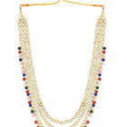 Faux Beads Rhodium Kundan Bridal Set - Multicolor
