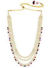 Faux Beads Rhodium Kundan Bridal Set - Multicolor