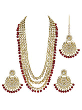 Beads Rhodium Kundan Bridal Set | Elegant Bridal Jewellery by Peora

