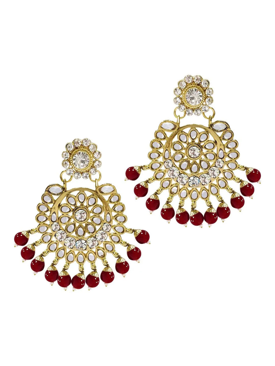 Beads Rhodium Kundan Bridal Set | Elegant Bridal Jewellery by Peora

