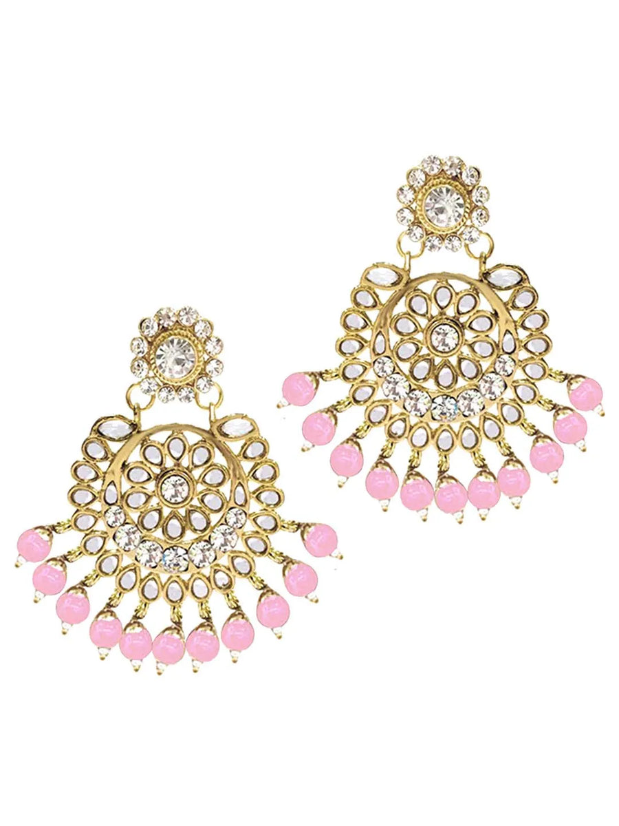 Beads Rhodium Kundan Bridal Set | Elegant Bridal Jewellery by Peora

