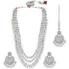 Faux Beads Rhodium Kundan Bridal Set - Rhodium White