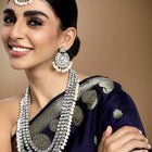 Faux Beads Rhodium Kundan Bridal Set - Rhodium White