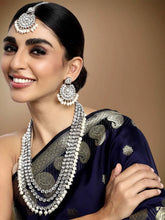 Faux Beads Rhodium Kundan Bridal Set - Rhodium White