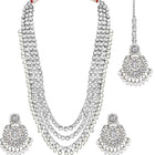 Beads Rhodium Kundan Bridal Set | Elegant Bridal Jewellery by Peora

