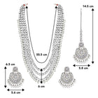 Beads Rhodium Kundan Bridal Set | Elegant Bridal Jewellery by Peora


