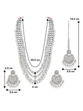 Beads Rhodium Kundan Bridal Set | Elegant Bridal Jewellery by Peora

