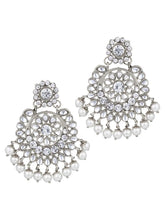 Beads Rhodium Kundan Bridal Set | Elegant Bridal Jewellery by Peora

