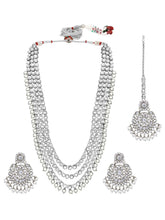 Majestic Set Green Kundan Long Necklace Set with Maangtikka