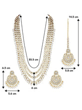 Beads Rhodium Kundan Bridal Set | Elegant Bridal Jewellery by Peora

