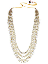 Faux Beads Rhodium Kundan Bridal Set - White