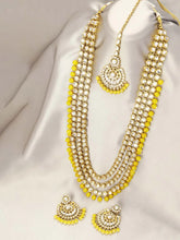 Beads Rhodium Kundan Bridal Set | Elegant Bridal Jewellery by Peora

