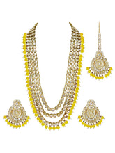 Beads Rhodium Kundan Bridal Set | Elegant Bridal Jewellery by Peora

