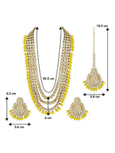 Beads Rhodium Kundan Bridal Set | Elegant Bridal Jewellery by Peora

