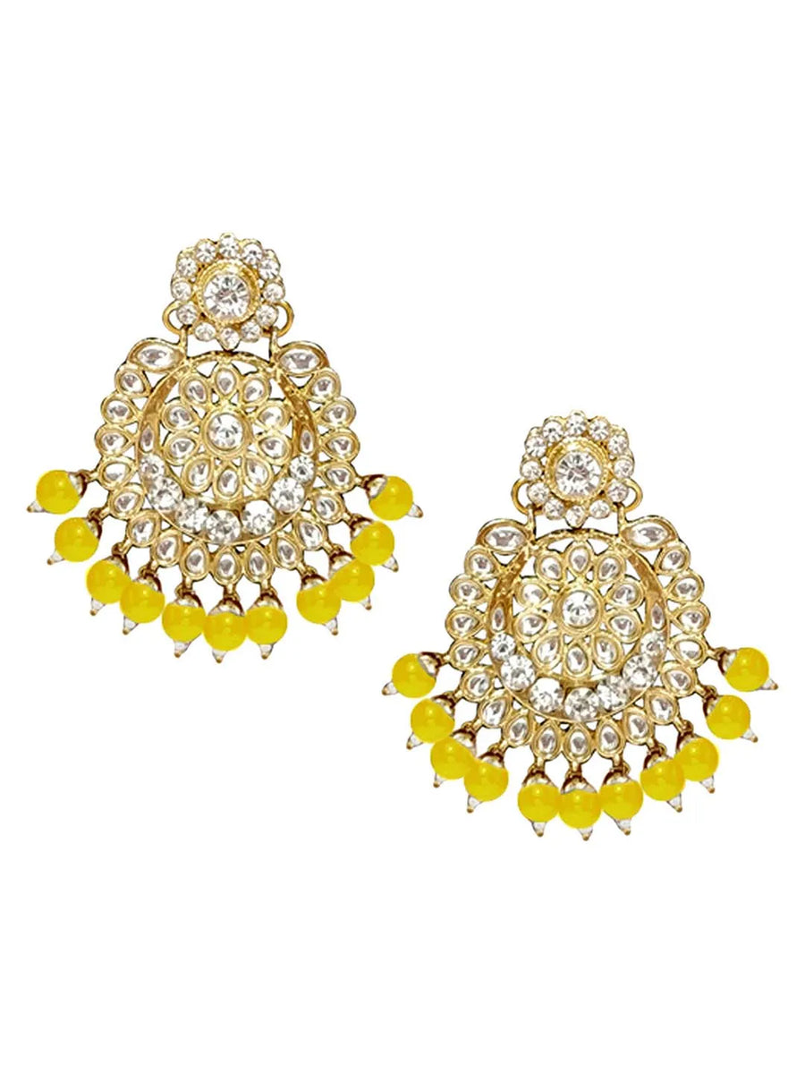 Beads Rhodium Kundan Bridal Set | Elegant Bridal Jewellery by Peora

