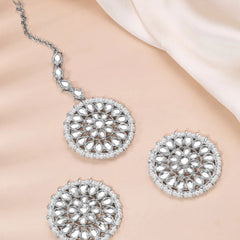 Pearl Perfection Maangtikka Set - Silver