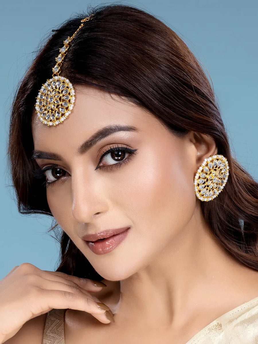 Pearl Perfection Maangtikka Set - White