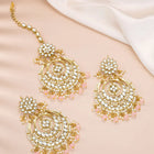 Royal Radiance Kundan Pearl Maangtikka Earring Set - Pink