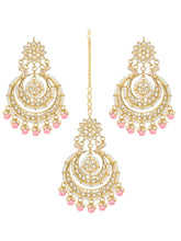 Royal Radiance Pink Kundan Pearl Maangtikka Set