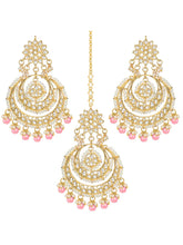 Royal Radiance Pink Kundan Pearl Maangtikka Set