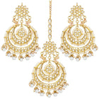 Kundan Pearl Maangtikka – Elegant Bridal Forehead Jewellery | Peora

