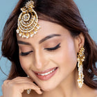 Royal Radiance Kundan Pearl Maangtikka Earring Set - White