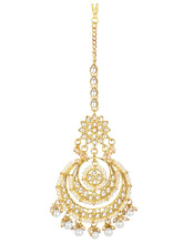 Kundan Pearl Maangtikka – Elegant Bridal Forehead Jewellery | Peora

