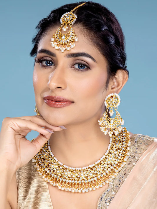 Golden Majesty Kundan & Pearl Necklace
