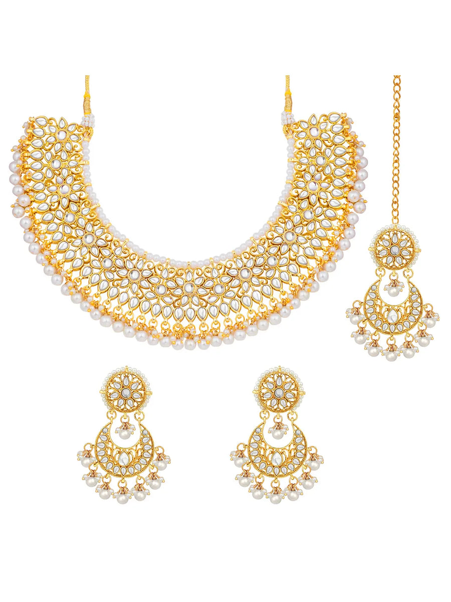 Golden Majesty Kundan & Pearl Necklace