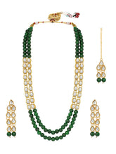 Royal Greens Kundan Long Necklace Set