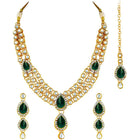 Majesty Kundan Long Necklace Set - Green