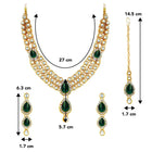 Majesty Kundan Long Necklace Set - Green
