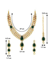 Majesty Kundan Long Necklace Set - Green