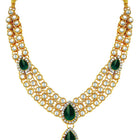 Majesty Kundan Long Necklace Set - Green