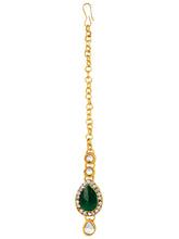 Majesty Kundan Long Necklace Set - Green