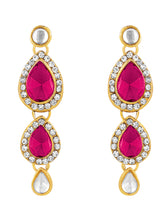 Rani Pink Majesty Kundan Long Necklace Set with Maangtikka