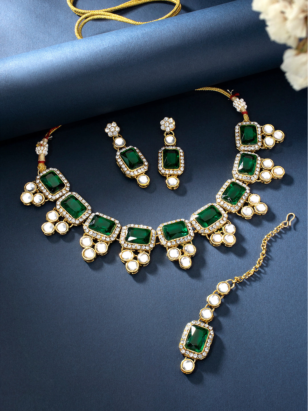 Radiant Kundan Green Stone Choker Set