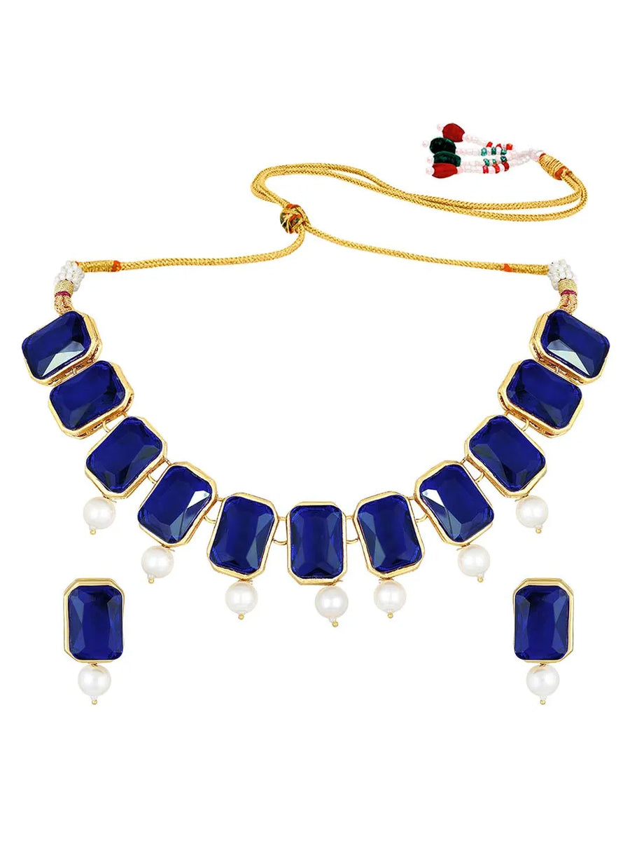 Horizon Beauty Crystal Pearl Necklace - Blue