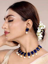 Horizon Beauty Crystal Pearl Necklace - Blue