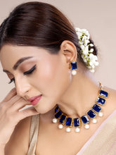 Horizon Beauty Crystal Pearl Necklace - Blue