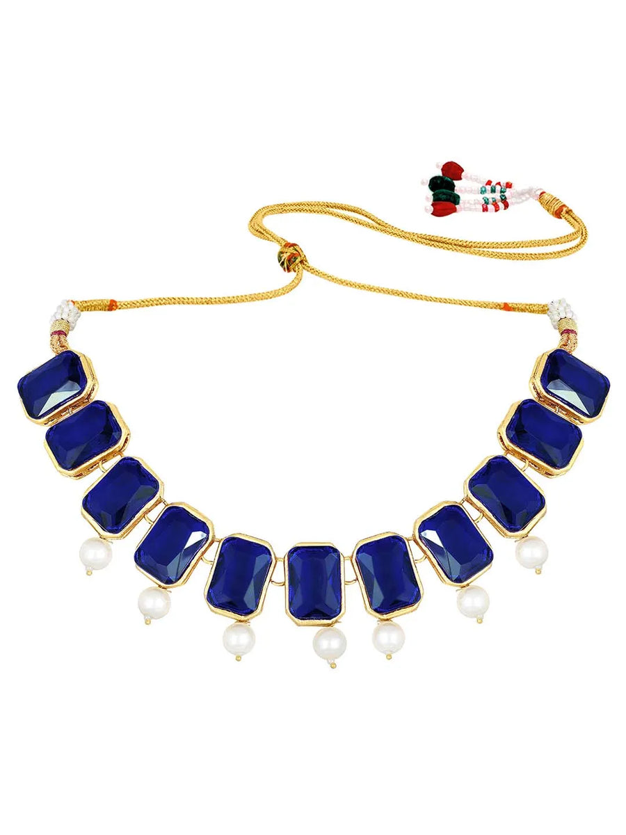 Horizon Beauty Crystal Pearl Necklace - Blue