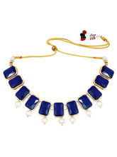Horizon Beauty Crystal Pearl Necklace - Blue