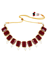 Horizon Beauty Crystal Pearl Necklace - Maroon
