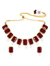 Horizon Beauty Crystal Pearl Necklace - Maroon